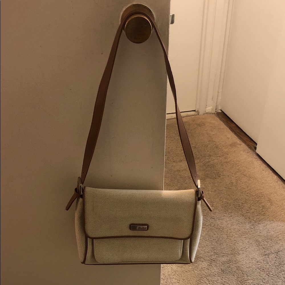 Mondani Cream Shoulder Bag with Tan Trim